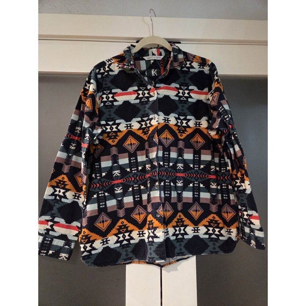 Woolrich Aztec Flannel Button Down Shirt Womens Sz XL Southwest Cotton